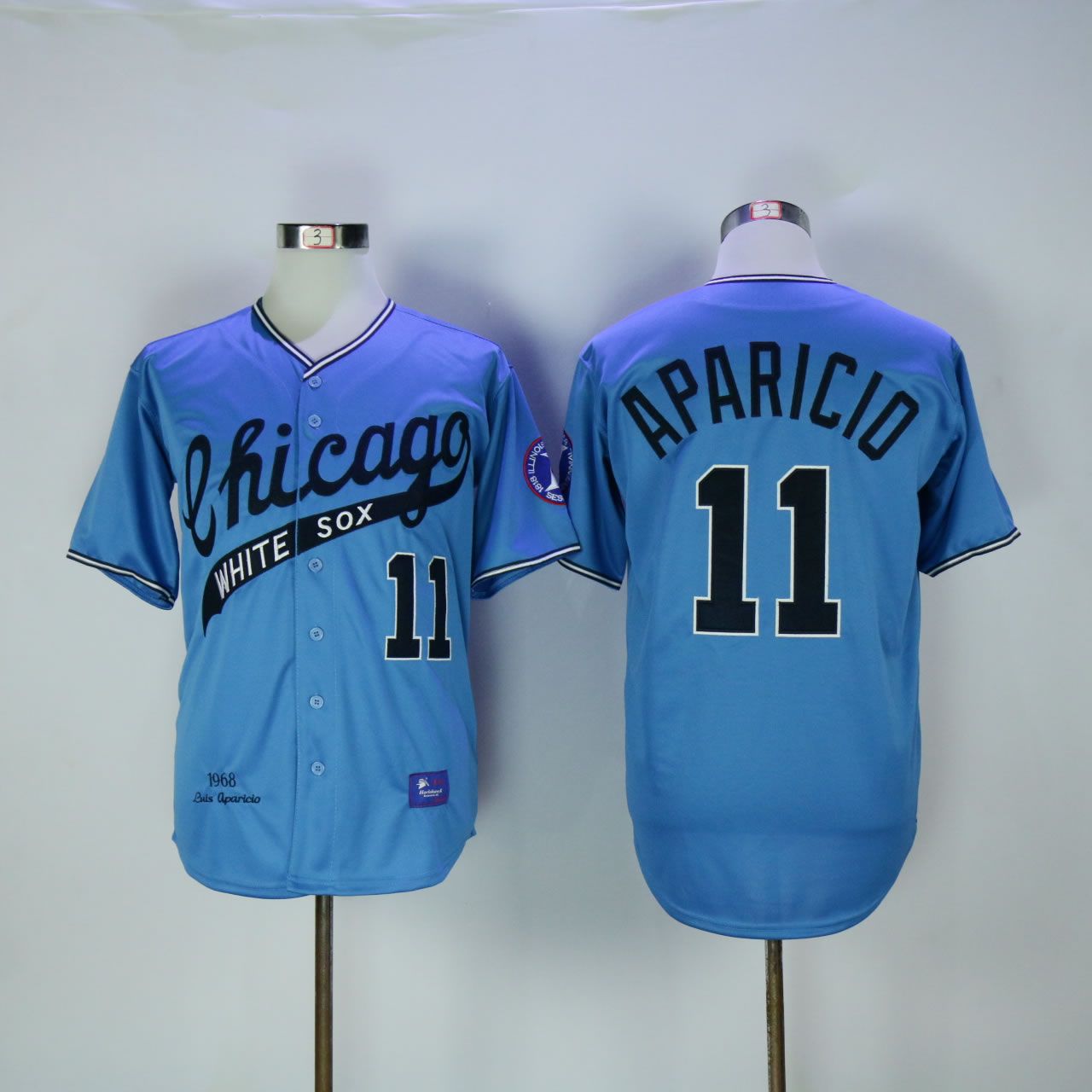 Men Chicago White Sox #11 Aparicio Blue Throwback MLB Jerseys->chicago white sox->MLB Jersey